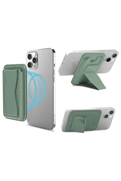 Hoco حامل هاتف مغناطيسي فاخر - جلد بولي يوريثان أخضر، مزود بتقنية تحديد الهوي...