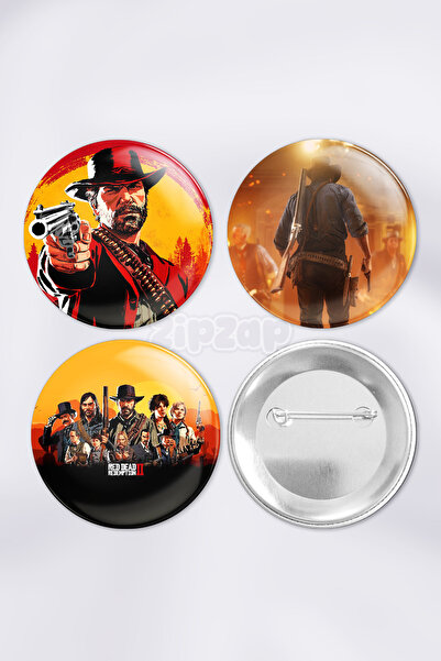 ZipZap مجموعة شارات زينة لحقيبة ألعاب الفيديو ريد ديد ريديمبشن 2 (3 قطع)