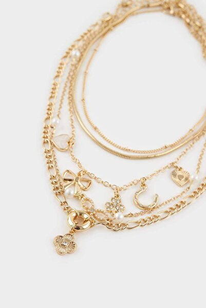 DeFacto Kadın 5li Gold Kolye F7705AXNS