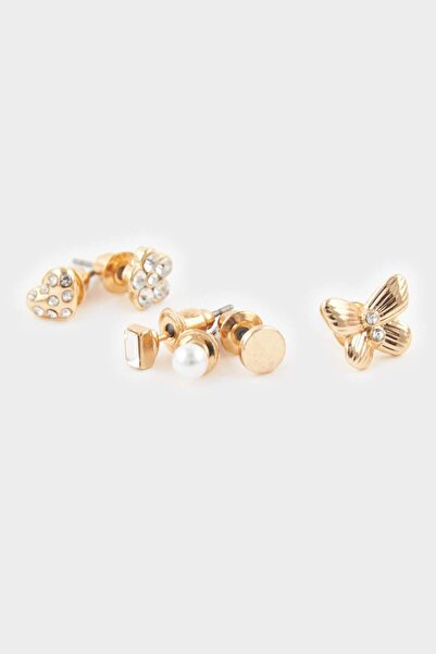 DeFacto Kadın 8li Gold Küpe F7693AXNS