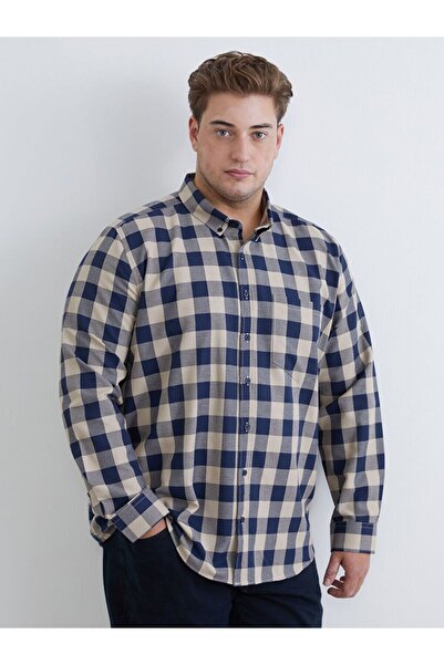 LC Waikiki Lcwaikiki Classic Plus Size Regular Fit Long Sleeve Plaid Gabardin...