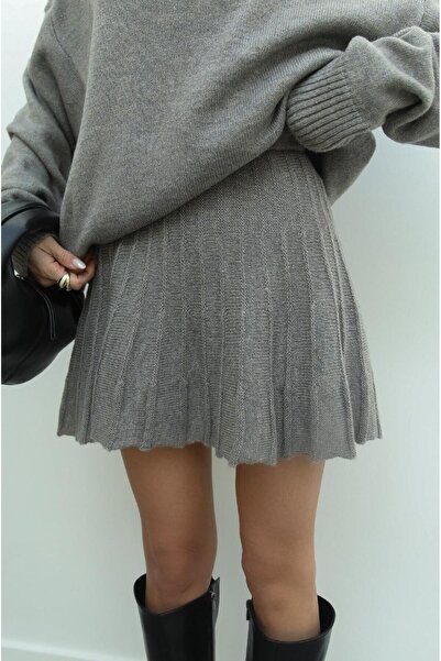 POİNE Women's Turtleneck Skirted Knitwear Set