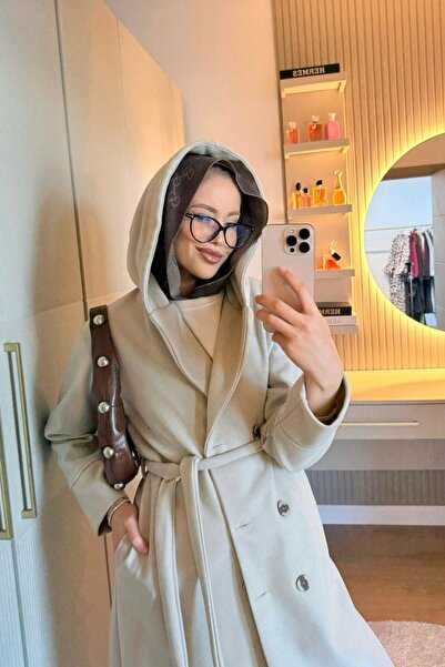 Şulemoda Giyim Mizgin Hooded Coat Ecru