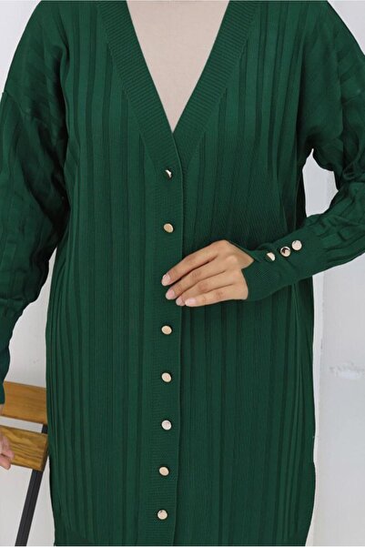 TRENDTESETTÜR Women's Green (Emerald) Knitwear Cardigan t 9713