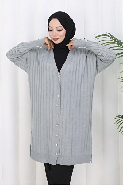 TRENDTESETTÜR ΓΥΝΑΙΚΕΙΑ ΓΚΡΙ ΠΛΕΚΤΗ ΖΑΚΕΤΑ T 9713