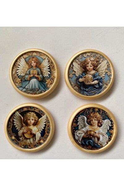 ZeyMin Art Melek Temalı 4lü Bardak Altlığı