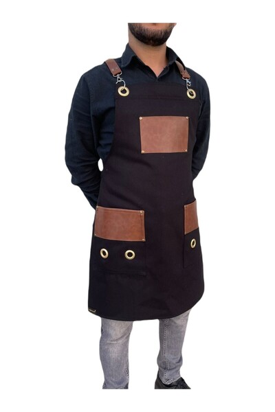 ÖNLÜK SEPETİ مريلة مقهى |   مريلة باريستا وخدمة الطعام باللون الأسود