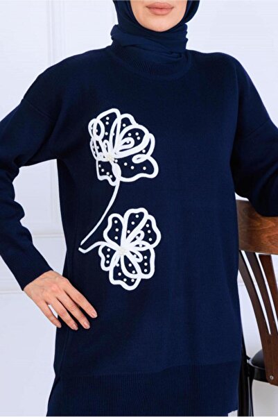 TRENDTESETTÜR Women's Navy Blue Pants and Knitwear Set t 0211