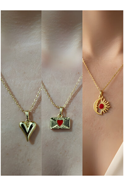 Triple Combination Gold Plated Necklace Set