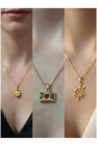 Triple Combination Gold Plated Necklace Set