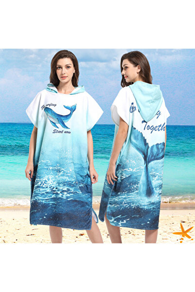 Generic Hooded Bathrobe for Adults, Microfiber Towel Poncho with Hood, Quick ...