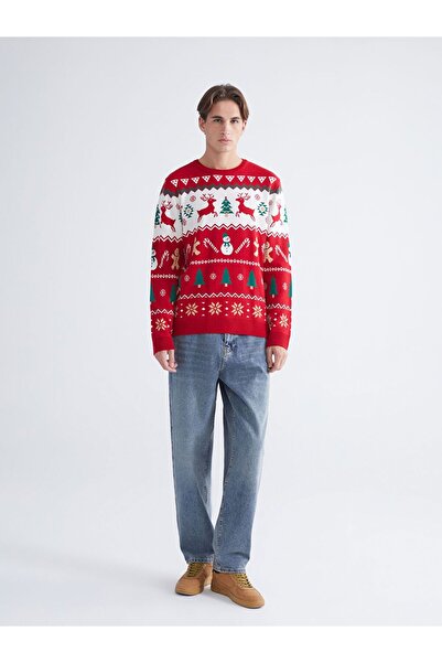 LC Waikiki Xside Crew Neck Christmas Themed Men's Knitwear Sweater