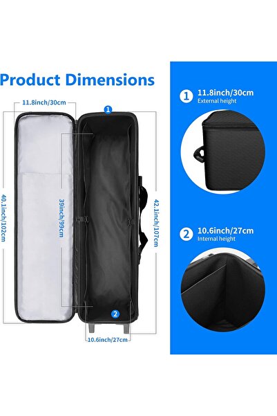 NEEWER Photo Studio Rolling Bag 40.1 x 11.8 x 11.8 in Trolley Carrying Case