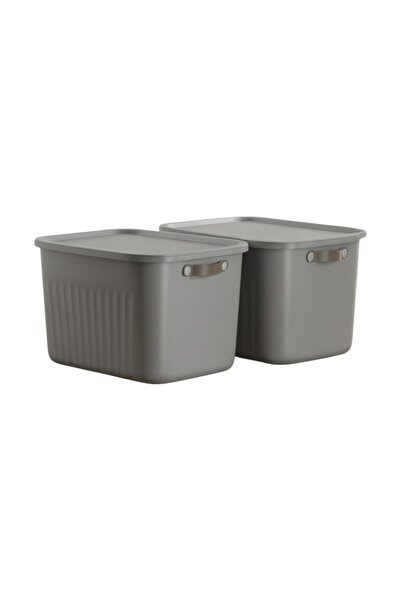 Bayev 2 Pieces Gray 20 Lt Boxsis Set Mega Size Multi-Purpose Box with Lid Closet Organizer Organizer-Hobby Box