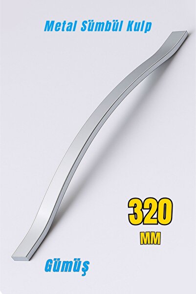 Badem10 Sümbül 320 mm Düz Krom Gümüş Kulp Metal Mobilya Çekmece Dolap Kapak K...
