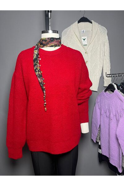 NSRKNİTWEAR Oversized Soft Textured Comfortable Fit Women's Sweater - Crew Neck