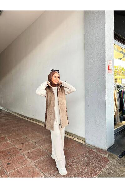 Minel Women's Brown Short Quilted Vest 036