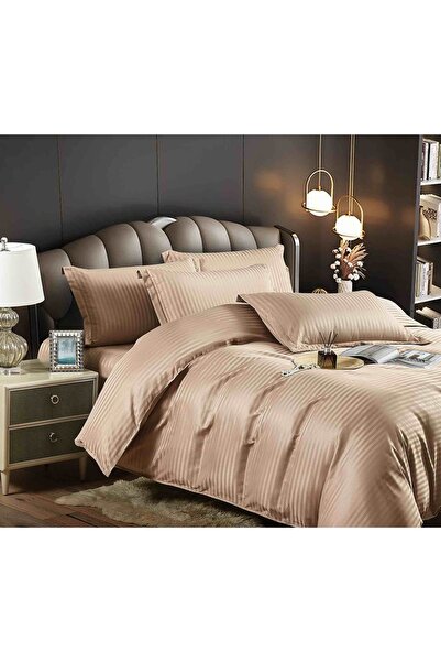 JOJO HOME Damask bed linen set, with elastic, 6 pieces, 180x200cm, Beige