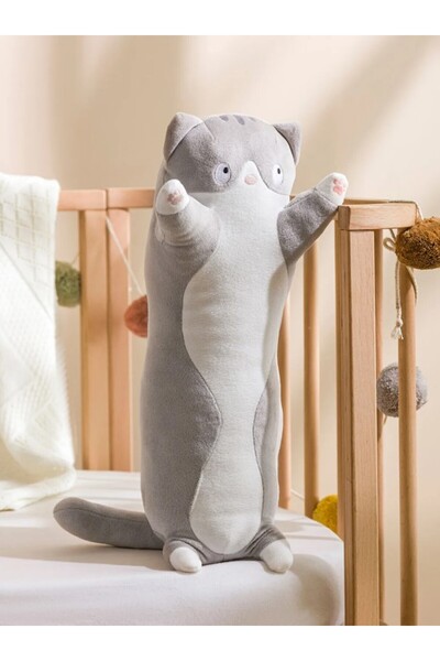 LC Waikiki LCW HOME Gri Kedi Figürlü Pelüş Koyun Kırlent 51 Cm