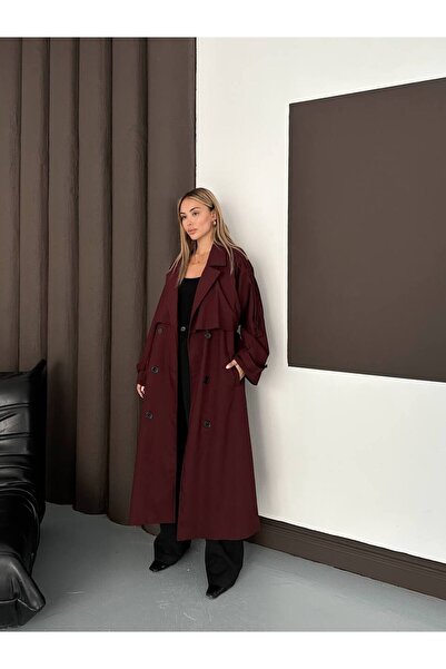 Winora Minimalist Kesim Uzun Trençkot – Oversize Form