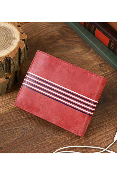 Other Men's wallet made of leather decorated with crosswise stripes