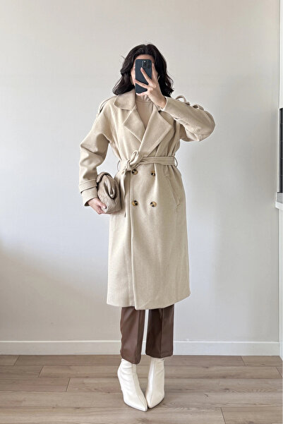 Eka Palton de damă bej cu broderie 3122