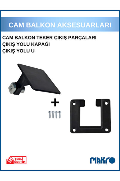GLASSMAKRO Cam Balkon Teker Çıkış Yolu Parçaları - Çıkış Yolu U ve Kapağı Plastikleri Parça İkili