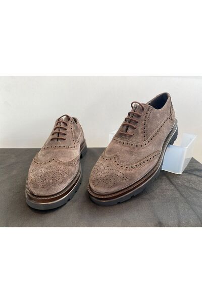 LEVENT DENERİ Bej Hakiki Süet Deri Erkek Klasik Ayakkabı