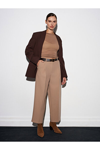 Dilvin 72167 Kemerli Pensli Pantolon-Camel