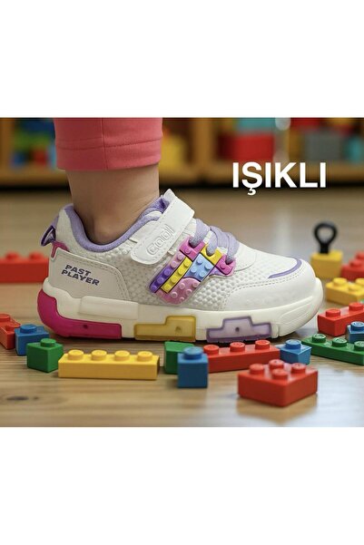 Cool Heros-Ptk 26/30 Lego Patterned Lighted Velcro Sneaker Sports Shoes