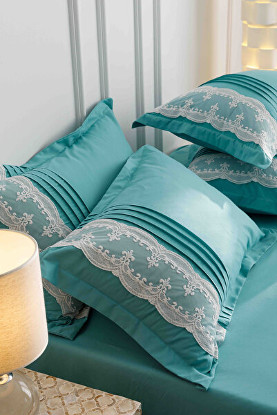 JOJO HOME Bedding set, soft touch cotton, 240x250cm, 6 pieces, Turquoise