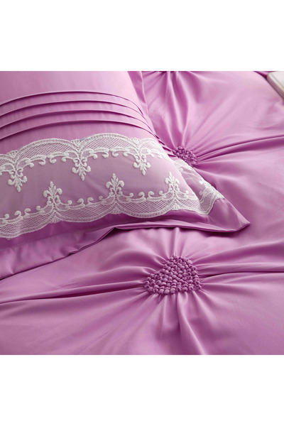 JOJO HOME Bed linen set, soft touch cotton, 240x250cm, 6 pieces, Purple