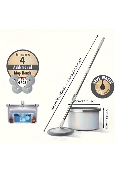 Cozara Spinner Mop and Bucket Set with Microfiber Replacement Pad and Telescopic Handle