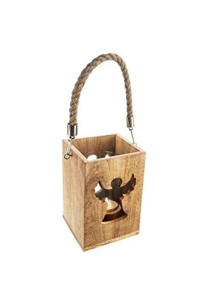 Other Felinar cu lumânare îngerașă din lemn cu mâner, 20,5 cm