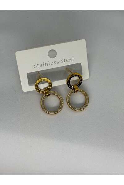 staınless steel Steel Stone Detail Dangle Bijouterie Earrings