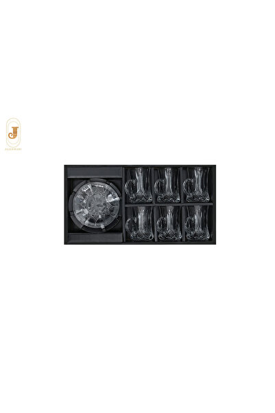 aljahwari طقم شاي غزاز كريستال 6 بيالات 6 صحون فاخر