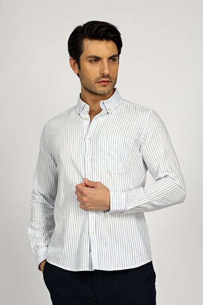 Lee Cooper Slim Fit Blue Men's Shirt 252 Lcm 241007   Onesa White-Blue