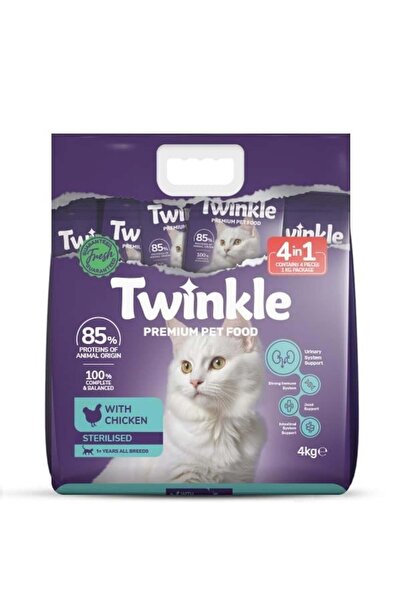 Twinkle Kedi & Köpek Maması Tavuklu Kısırlaştırılmış Kedi Maması 4 Kg 4x1 Tüy...