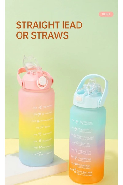 M&B WATER BOTTLE 4 Pack Gradient Sports Water Bottles Set with Time Markers, Leakproof Lid, BPA Free for Gym & Travel