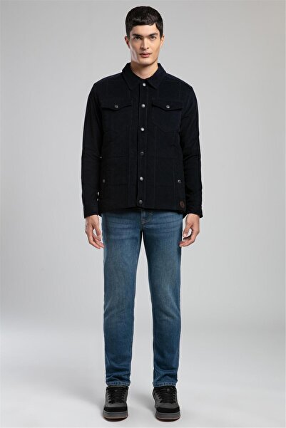 Lee Cooper Preston Men's Velvet Jacket Dark Navy Blue