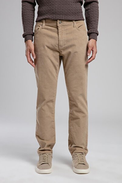 Lee Cooper Ricky High Waist Straight Cut Straight Leg Beige Men's Trousers