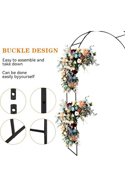 Generic قوس حديقة معدني من Andtooy، قوس خارجي بطول 7.8 قدم (أسود)