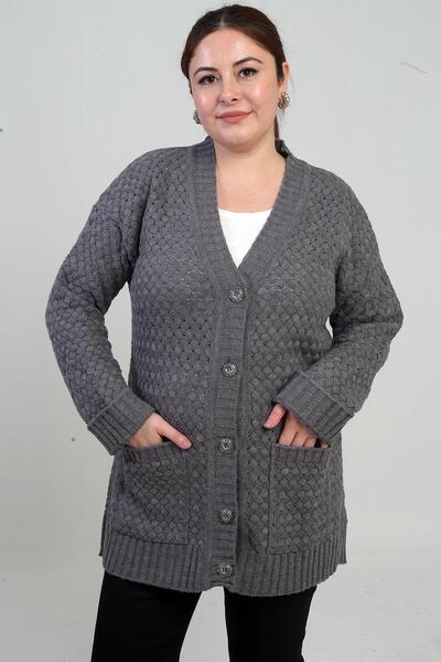By Saygı Women's Basket Knit Tunic Cardigan with Pockets