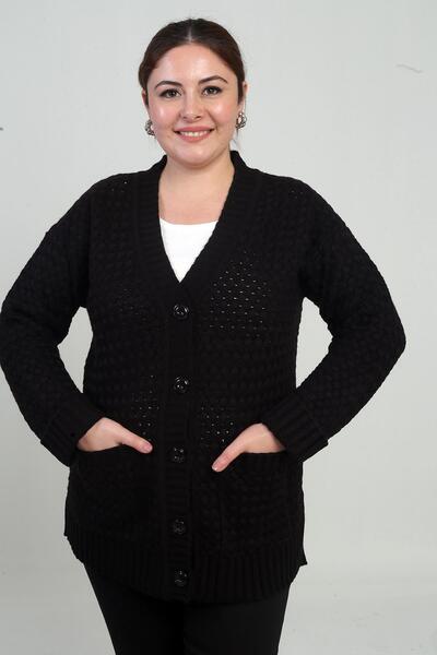 By Saygı Women's Basket Knit Tunic Cardigan with Pockets