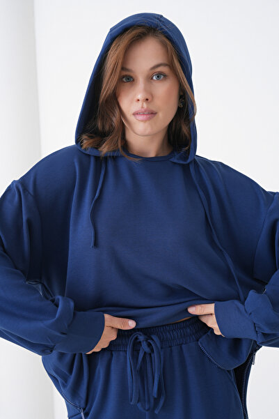 MAMAYAGA Women's Oversized Hooded Sweatshirt Pleated Design Tracksuit Set Suitable for Hijab