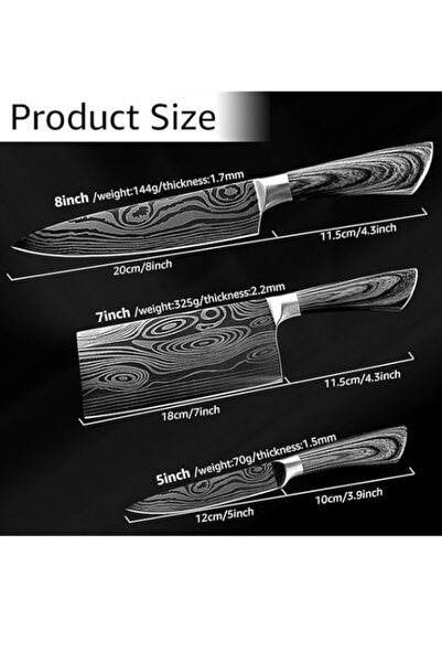 OEM Professional kitchen knife set, 6 pieces, stainless steel, ergonomic handles
