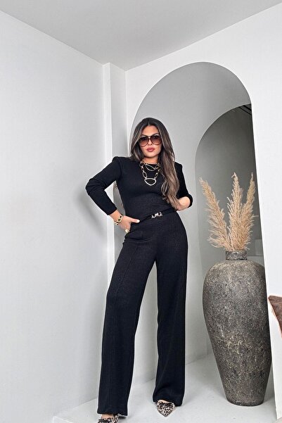 Sohotique By P Glitter Knitted Back Detail Suit Black