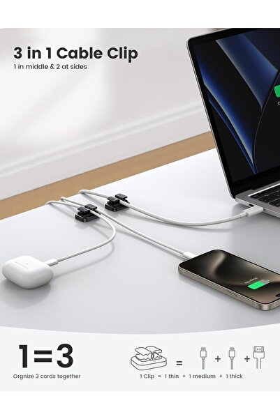Lamicall مشابك حامل كابلات زنبركية 3 في 1 - عبوة من 3 قطع (تحمل 9 كابلات)