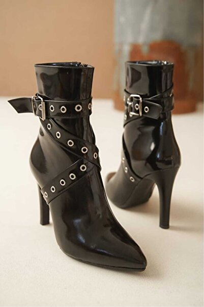 Zerenyus Atye Premium Чорні ботильйони на тонкому каблуці із застібкою-блискавкою