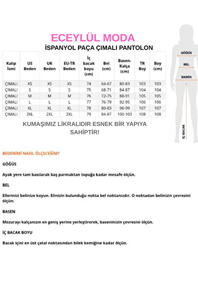 ECEYLÜL MODA SCUBA KREP ÖNÜ ÇIMALI İSPANYOL PAÇA PANTOLON(kısa süreligine lansman fiyatı)